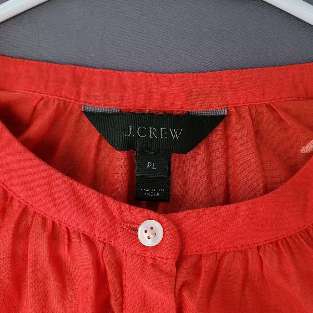 Jcrew Womens Peasant Top Large Long Sleeve Floral Embroidered Boho Henley Orange - Picture 2 of 6